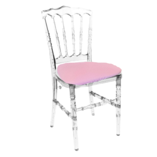 Chaise Napoléon transparente galette rose